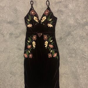 Privy Black Dress with Floral Embroidery